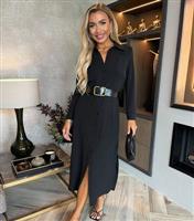 Women's Black Crepe Midi Shirt Dress AX Paris New Look