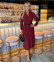 Women's Red Shirt Long Sleeve Midi Dress AX Paris New Look