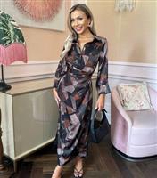 Women's Black Abstract Shirt Midi Dress AX Paris New Look