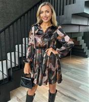 Women's Multicoloured Abstract Print Satin Skater Dress AX Paris New Look