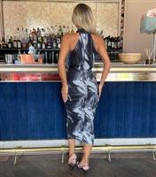 Women's Black Abstract Print High Neck Mesh Midi Dress AX Paris New Look