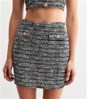 Women's Black Stretch Boucle Mini Skirt New Look