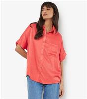 Women's Red Collared Pocket Front Resort Shirt Apricot New Look