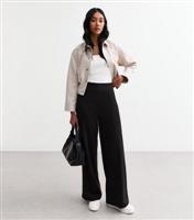 Women's Black Wide Leg Jersey Trousers New Look
