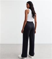 Women's Navy Wide Leg Jersey Trousers New Look