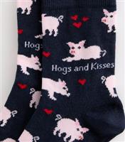 Navy Pig Illustration Socks New Look