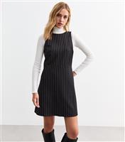 Women's Black Pinstripe Pinafore Dress New Look