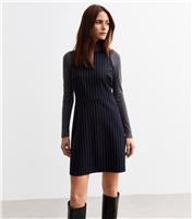 Women's Blue Pinstripe Pinafore Dress New Look