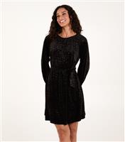 Women's Black Velvet Leopard Mini Dress Blue Vanilla New Look