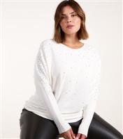 Women's Plus Size White Sparkly Jumper Curves Blue Vanilla New Look