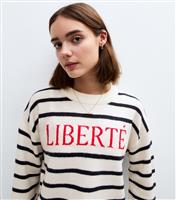 Women's White Libert Stripe Knitted Jumper New Look
