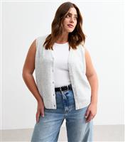 Women's Plus Size Pale Grey V-Neck Vest Curves New Look