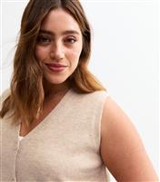 Women's Plus Size Mink V-Neck Vest Curves New Look