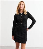 Women's Black Metallic Long Sleeve Boucl Mini Dress New Look