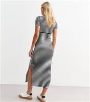 Women's Maternity Black Striped Midi Dress New Look
