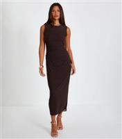 Women's Brown Ruched Maxi Dress Quiz New Look