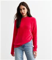 Women's Red Fluffy Knit Jumper Sunshine Soul New Look