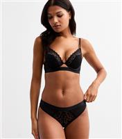 Women's Black Heart Lace Briefs New Look