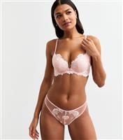 Women's Pink Lotus Embroidered Push Up Bra New Look