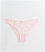 Women's Pink Lotus Embroidered Mesh Brazilian Briefs New Look