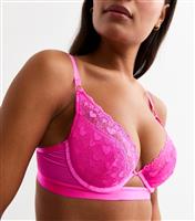 Women's Bright Pink Heart Lace Briefs New Look