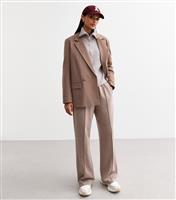 Women's Light Brown Raised Seam Wide Leg Joggers New Look