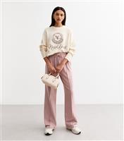 Women's Pink Raised Seam Wide Leg Joggers New Look