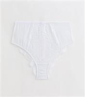 Women's Plus Size White Scalloped Edge Lace Brazilian Briefs Curves New Look