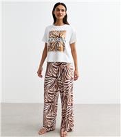 Women's White Wild Nights In Zebra Print Pyjama Set New Look