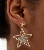 Gold Tone Diamant Star Earrings New Look