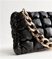 Black Quilted Faux Leather Crossbody Bag New Look