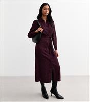 Women's Dark Red Abstract Dot Print Midi Shirt Dress New Look