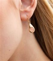 Gold Tone Semi Precious Rose Quartz Teardrop Earrings New Look