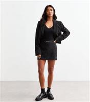 Women's Petite Blue Pinstripe Micro Mini Skirt New Look