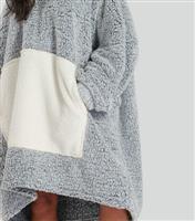 Women's Grey Borg Panda Oversized Hoodie with Ears Loungeable New Look