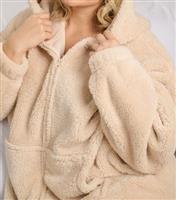 Women's Cream Borg Zip Up Oversized Hoodie Loungeable New Look
