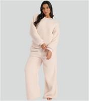 Women's Cream Borg Lounge Set Loungeable New Look