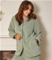 Women's Green Borg Hooded Cardigan Loungeable New Look