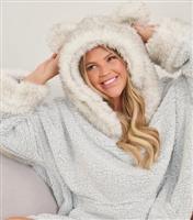 Women's Grey Hooded Borg Lounge Oversized Hoodie Loungeable New Look