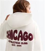 Girls' Cream Chicago Slogan Jersey Hoodie New Look