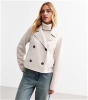 Women's Stone Faux Suede Unlined Cropped Jacket New Look
