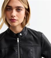 Women's Black Faux Leather Moto Jacket New Look