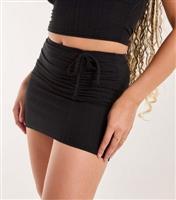 Women's Black Jersey Tie Detail Mini Skirt Pink Vanilla New Look