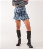 Women's Blue Pleated Denim Cargo Mini Skirt Pink Vanilla New Look