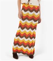 Women's Orange Crochet Wave Print Maxi Skirt Apricot New Look