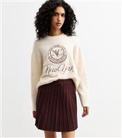 Women's Burgundy Pleated Knit Mini Skirt New Look