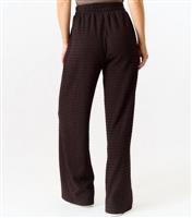 Women's Brown Textured Elasticated Wide Trousers Gini London New Look