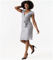 Women's Pewter Sequinned Mini Wrap Dress Gini London New Look