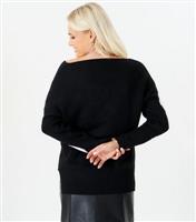 Women's Black Heart Knit Jumper Gini London New Look