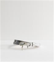 Silver Faux Leather Bow Buckle Belt New Look